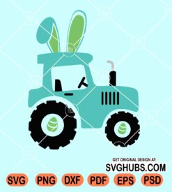 Easter tractor with bunny ears clipart svg