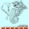 Floral Elephant Head svg