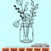 Floral Mason jar svg
