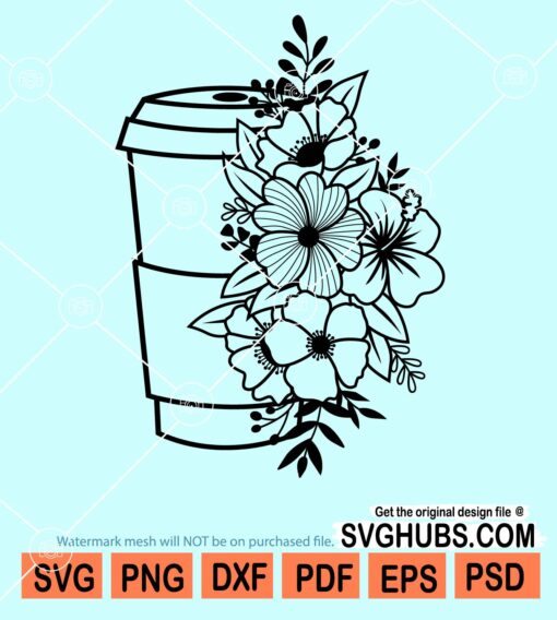 Floral Starbucks cup svg