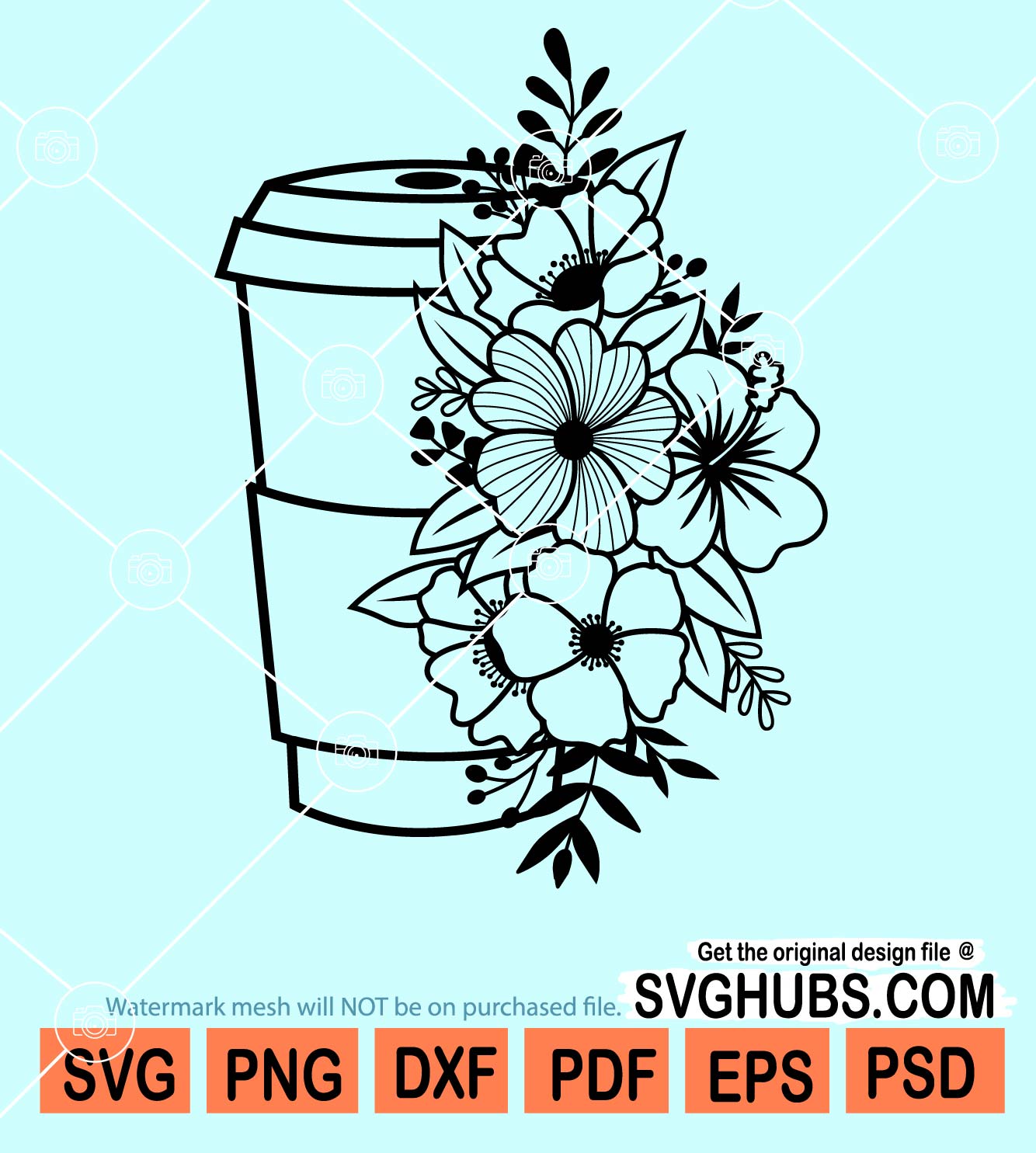 Floral Starbucks cup svg, floral coffee cup svg, coffee cup with