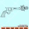 Floral Vintage revolver pistol svg