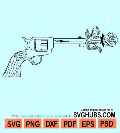 Floral Vintage revolver pistol svg