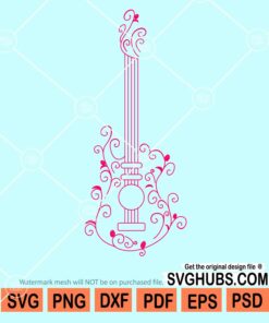 Floral acoustic guitar svg
