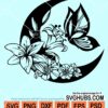 Floral butterfly Moon svg