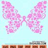 Floral cancer awareness butterfly svg