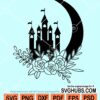 Floral castle on moon svg
