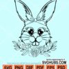 Floral easter bunny head with bandana svg