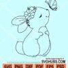 Floral easter bunny with butterflies svg