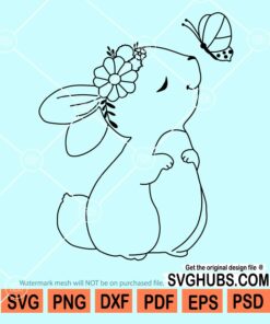 Floral easter bunny with butterflies svg