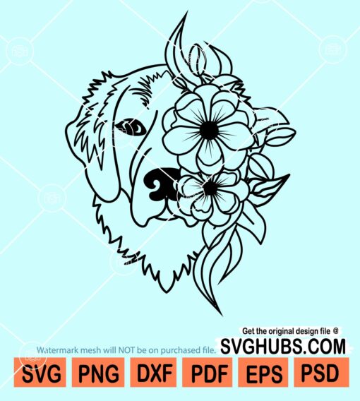 Floral golden retriever svg