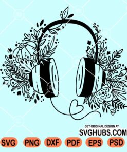 Floral headphones svg