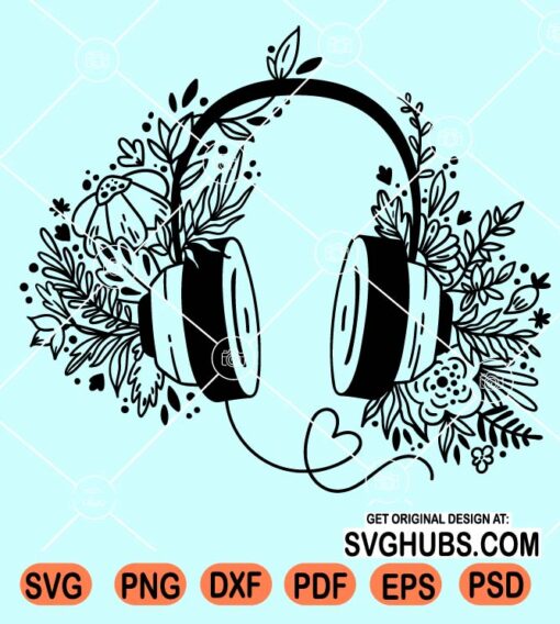 Floral headphones svg