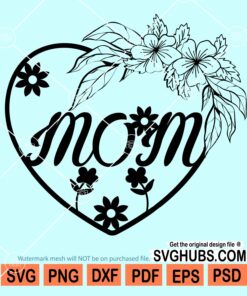 Floral mom heart svg