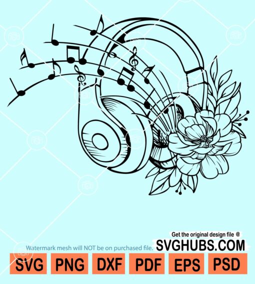 Floral music note svg