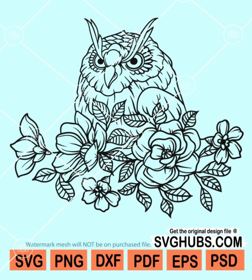 Floral owl svg