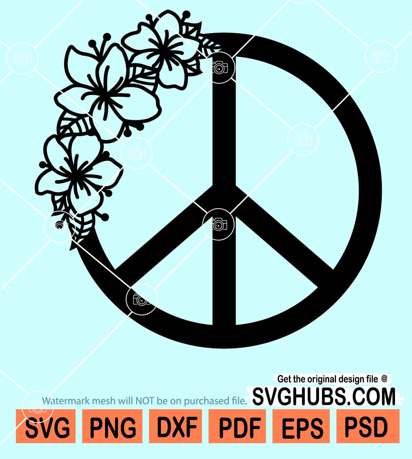 Floral peace symbol svg, Peace Symbol with flowers svg, Floral Peace