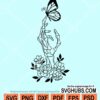 Floral skeleton hand with butterfly svg