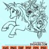 Floral unicorn svg