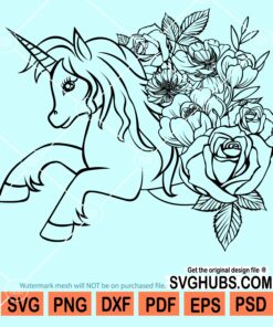 Floral unicorn svg