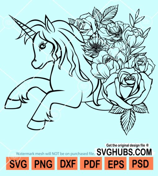 Floral unicorn svg