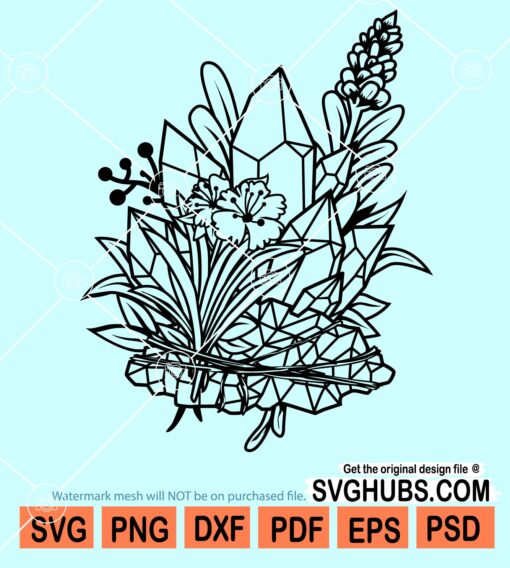 Floral witch crystal svg