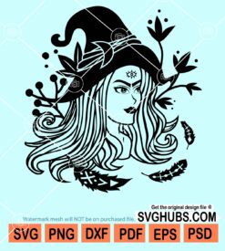 Floral witch face svg