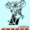 Giraffe with floral crown svg