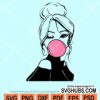 Girl blowing bubble gum svg