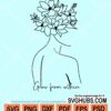 Grow from within floral girl outline svg