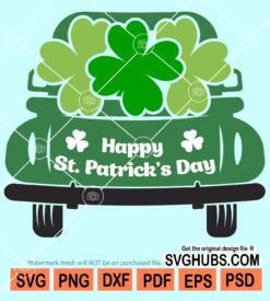 Happy St. Patrick's day clover truck backside svg