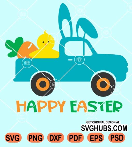 Happy easter truck svg