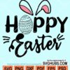 Happy easter with bunny ears and easter egg svg