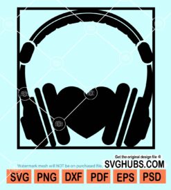 Headphones with heart clipart svg