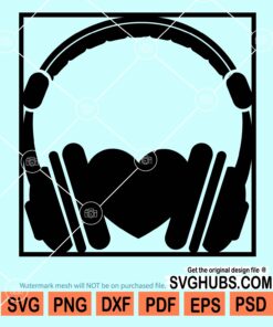 Headphones with heart clipart svg