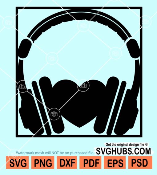 Headphones with heart clipart svg