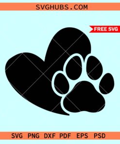 Heart paw print svg free, dog paw print heart svg, heart with paw print svg free