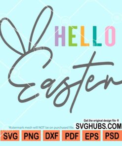 Hello easter with bunny ears svg