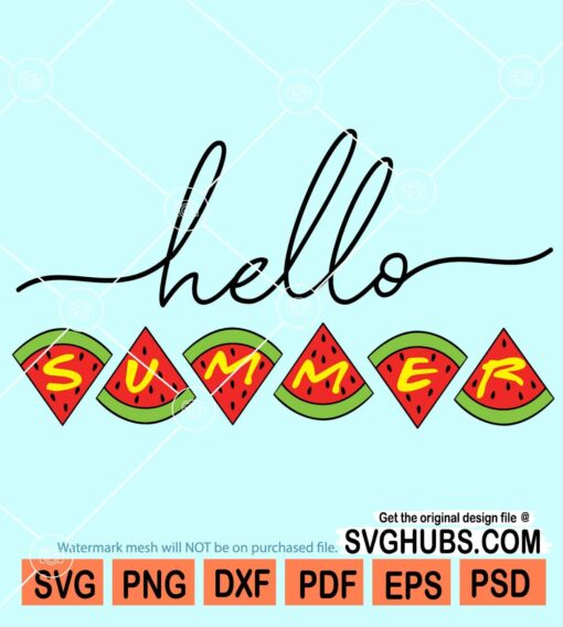 Hello summer watermelon slices svg