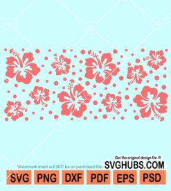 Hibiscus flower libbey can glass wrap svg