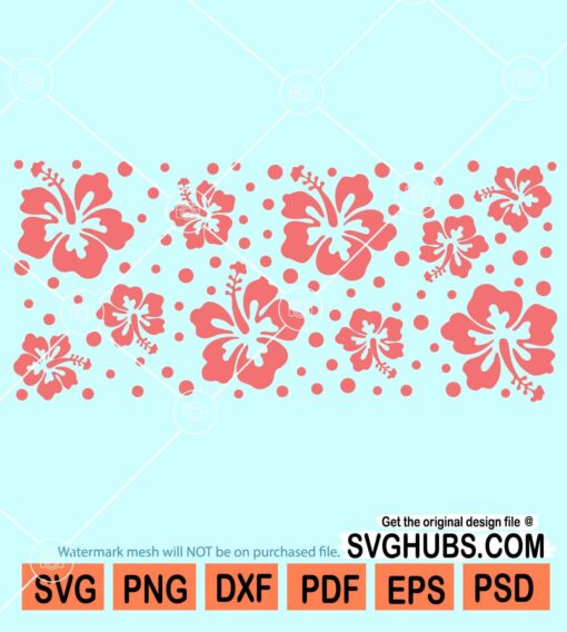 Hibiscus flower libbey can glass wrap svg
