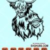 Highland cow mom with baby cow svg