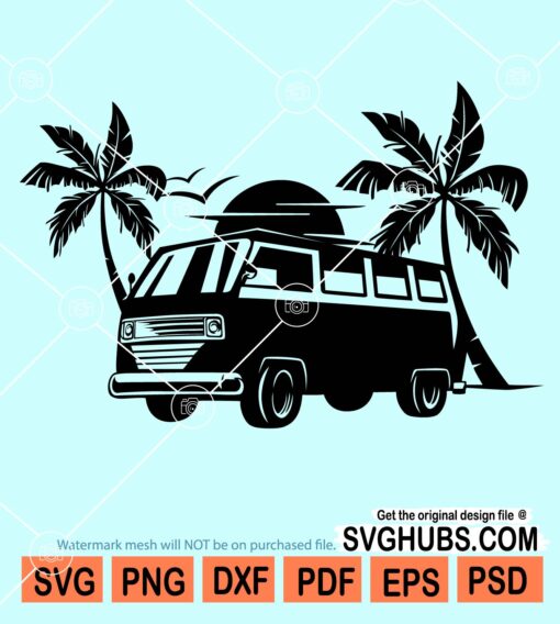 Hippie beach Van Svg