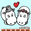 Hippo wedding couple svg