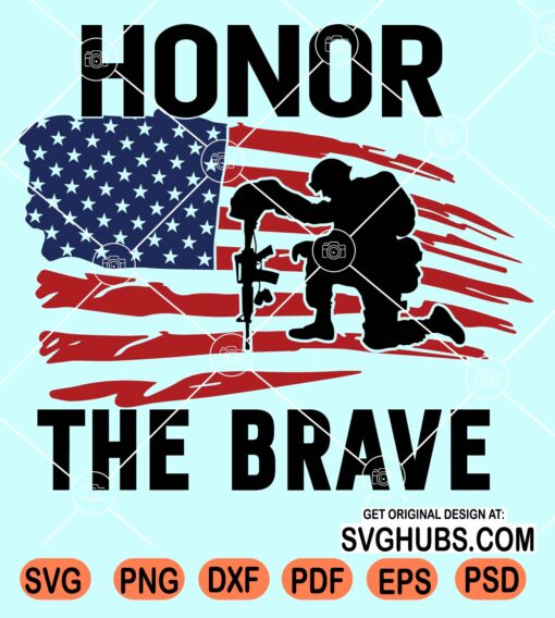 Honor the brave US flag with soldier svg