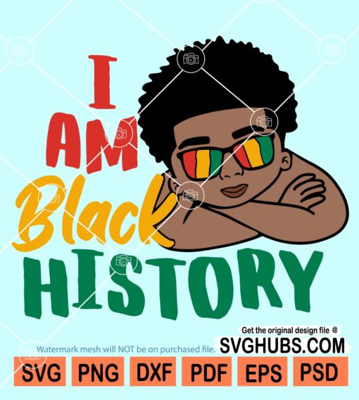 I am black history cute black kid with juneteenth sunglasses svg