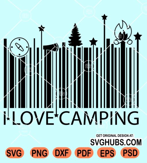 I love camping barcode svg file