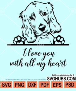 I love you with all my heart golden retriever svg