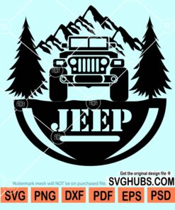 Jeep and mountain svg