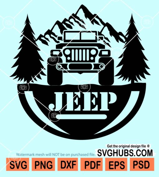 Jeep and mountain svg